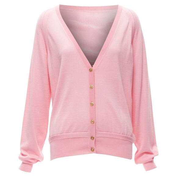 Versace Medusa buttons wool cashmere silk cardigan
